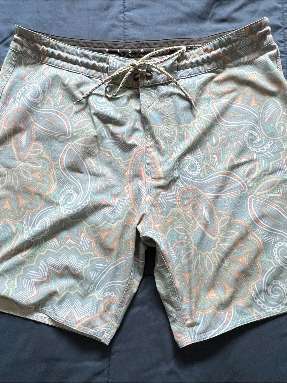 VISSLA Paisley Board Shorts - Light Blue & Tan